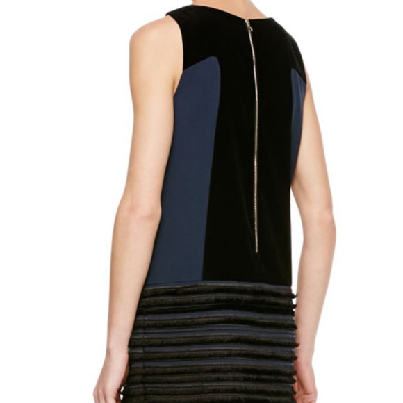 Rag & Bone "Gray" Ribbed-Skirt Party Dress dark navy size 2 - Picture 2 of 11